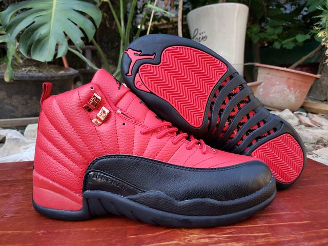 Air Jordan 12 Men's Basketball Shoes Red Black-42 - Click Image to Close
